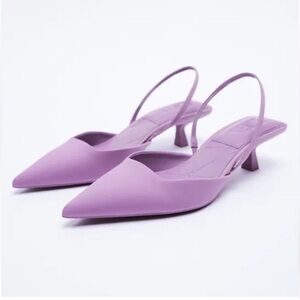 ZARA Slingback Kitten-Heel Shoes in Mauve Purple - GUC